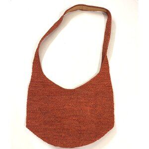 Helen Kaminski Australia Raffia Shoulder Bag Hand Crochet Rust Woven